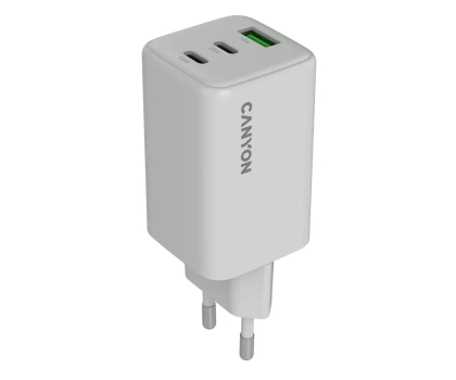 Ładowarka i akumulator CANYON Ładowarka sieciowa CU65ACC GaN 65W 2xPD 1xQC EU Biała